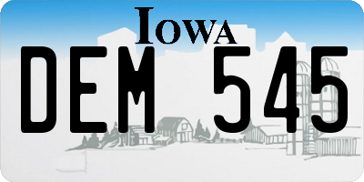 IA license plate DEM545