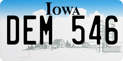 IA license plate DEM546
