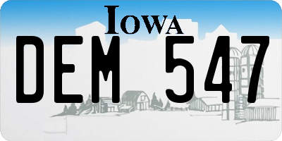 IA license plate DEM547