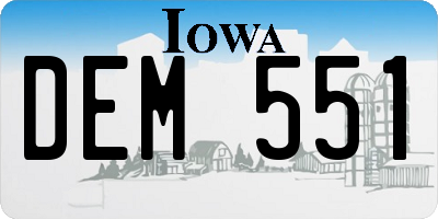 IA license plate DEM551