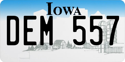 IA license plate DEM557