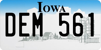 IA license plate DEM561