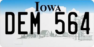 IA license plate DEM564