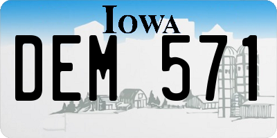 IA license plate DEM571