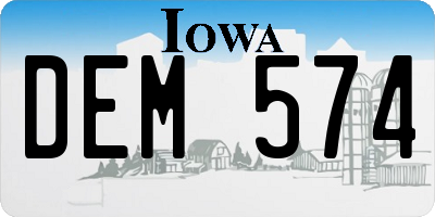 IA license plate DEM574
