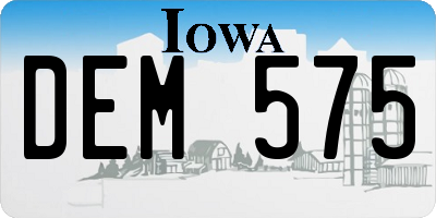 IA license plate DEM575