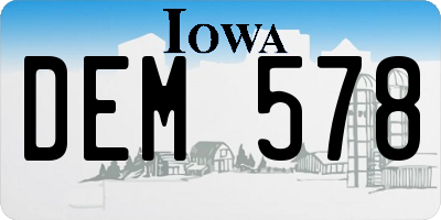 IA license plate DEM578