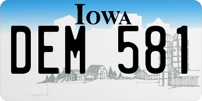 IA license plate DEM581