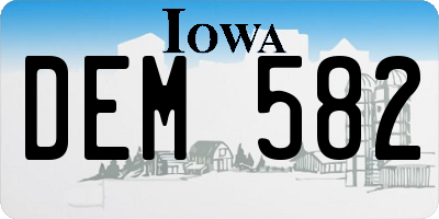 IA license plate DEM582