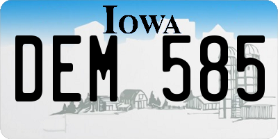 IA license plate DEM585