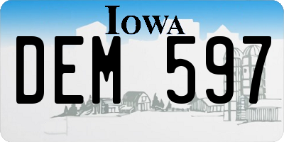 IA license plate DEM597