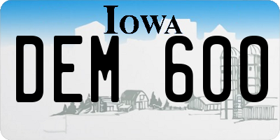 IA license plate DEM600