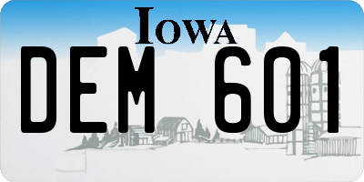 IA license plate DEM601