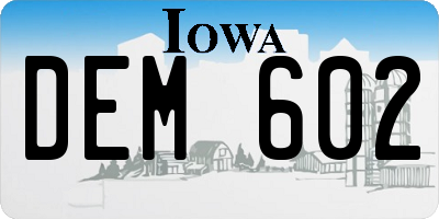 IA license plate DEM602