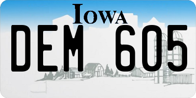 IA license plate DEM605