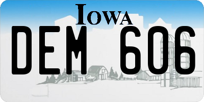 IA license plate DEM606