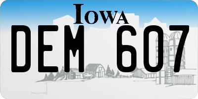 IA license plate DEM607