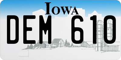 IA license plate DEM610