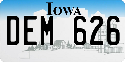 IA license plate DEM626