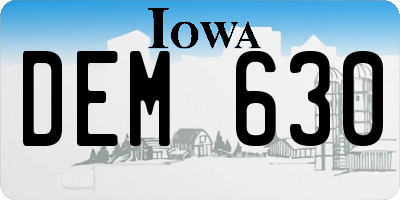 IA license plate DEM630