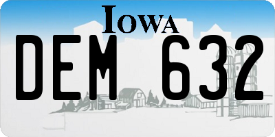 IA license plate DEM632