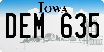 IA license plate DEM635