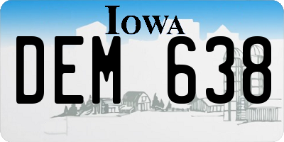IA license plate DEM638