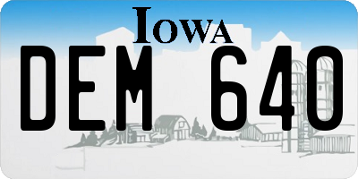 IA license plate DEM640