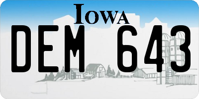 IA license plate DEM643