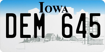 IA license plate DEM645