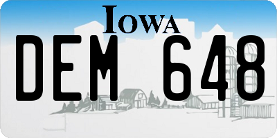 IA license plate DEM648