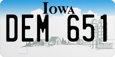 IA license plate DEM651
