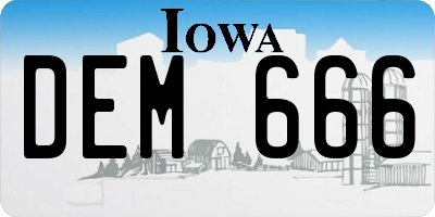 IA license plate DEM666