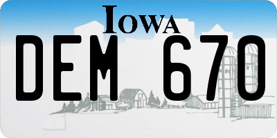 IA license plate DEM670