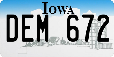 IA license plate DEM672