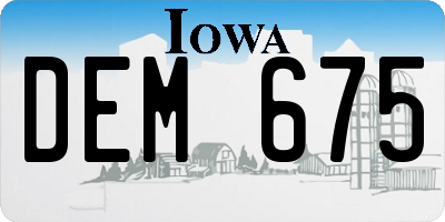 IA license plate DEM675