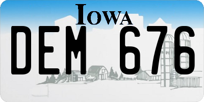 IA license plate DEM676