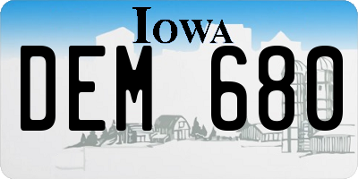 IA license plate DEM680