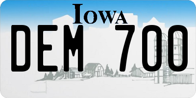 IA license plate DEM700