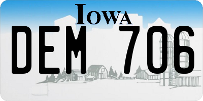 IA license plate DEM706