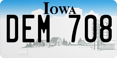 IA license plate DEM708