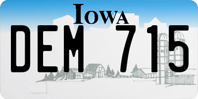 IA license plate DEM715
