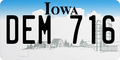 IA license plate DEM716