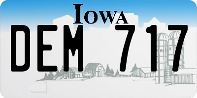 IA license plate DEM717
