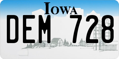IA license plate DEM728