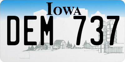 IA license plate DEM737