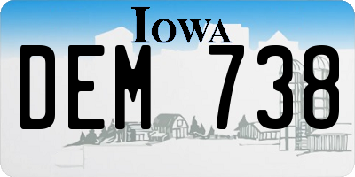 IA license plate DEM738