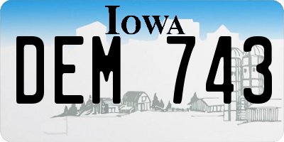 IA license plate DEM743