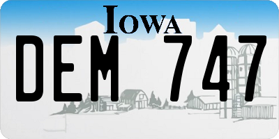 IA license plate DEM747