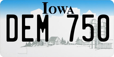 IA license plate DEM750